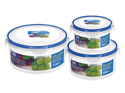 【華湖H028百鮮能圓形保鮮盒(3件套)扣上扣 更保鮮】價格,廠家,圖片,保鮮盒、飯盒,汕頭市華湖塑膠實業-